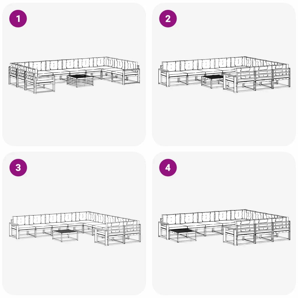 Set di divani da esterno con cuscino 11 pcs Bianco e Beige 3387147