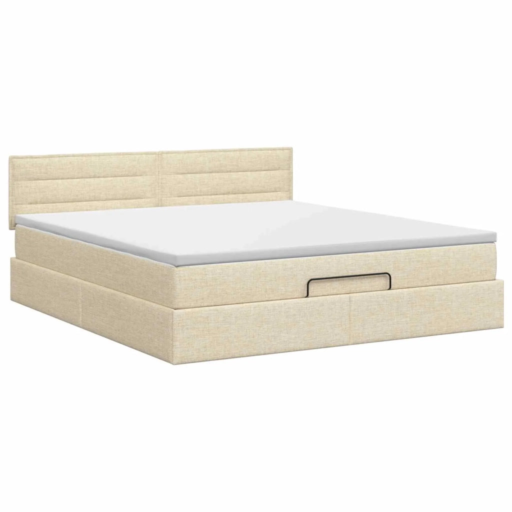 Letto ottomano con materasso Crema 140 x 200 cm Tessuto 3456252