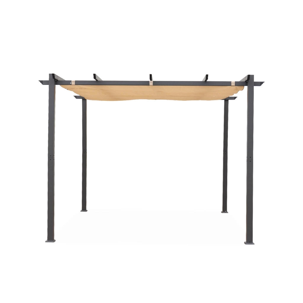 3x3m pergola, alluminio, copertura scorrevole, beige