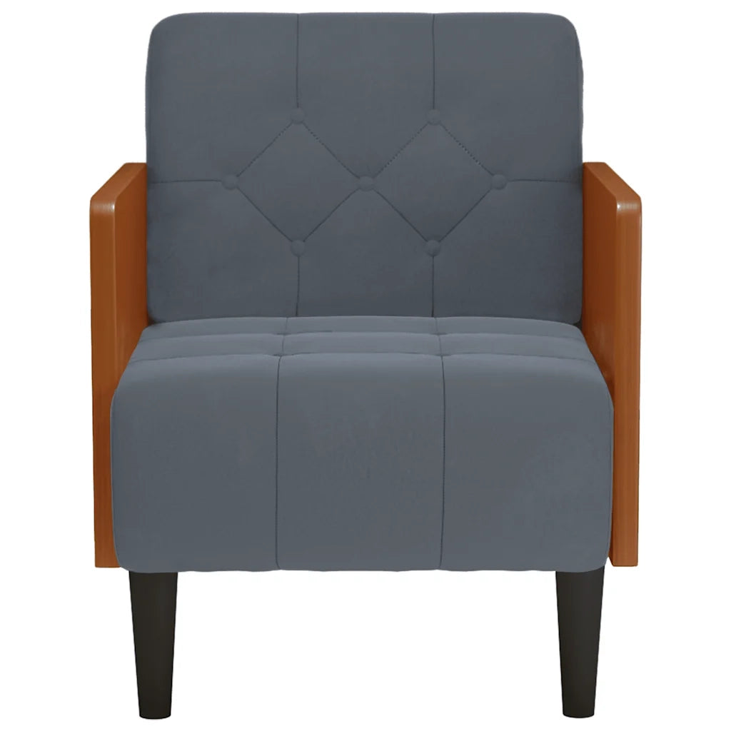 Divano Sedia con Braccioli Grigio Scuro 55 cm in Velluto 4100596
