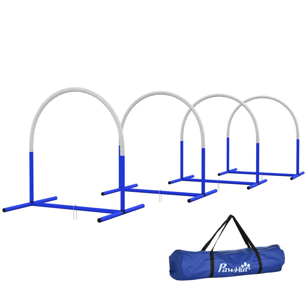 Set Agility per Cani ¨C Xylo ¨C 4 Ostacoli ad Arco con Borsa, Blu e Bianco, 88x64x95cm