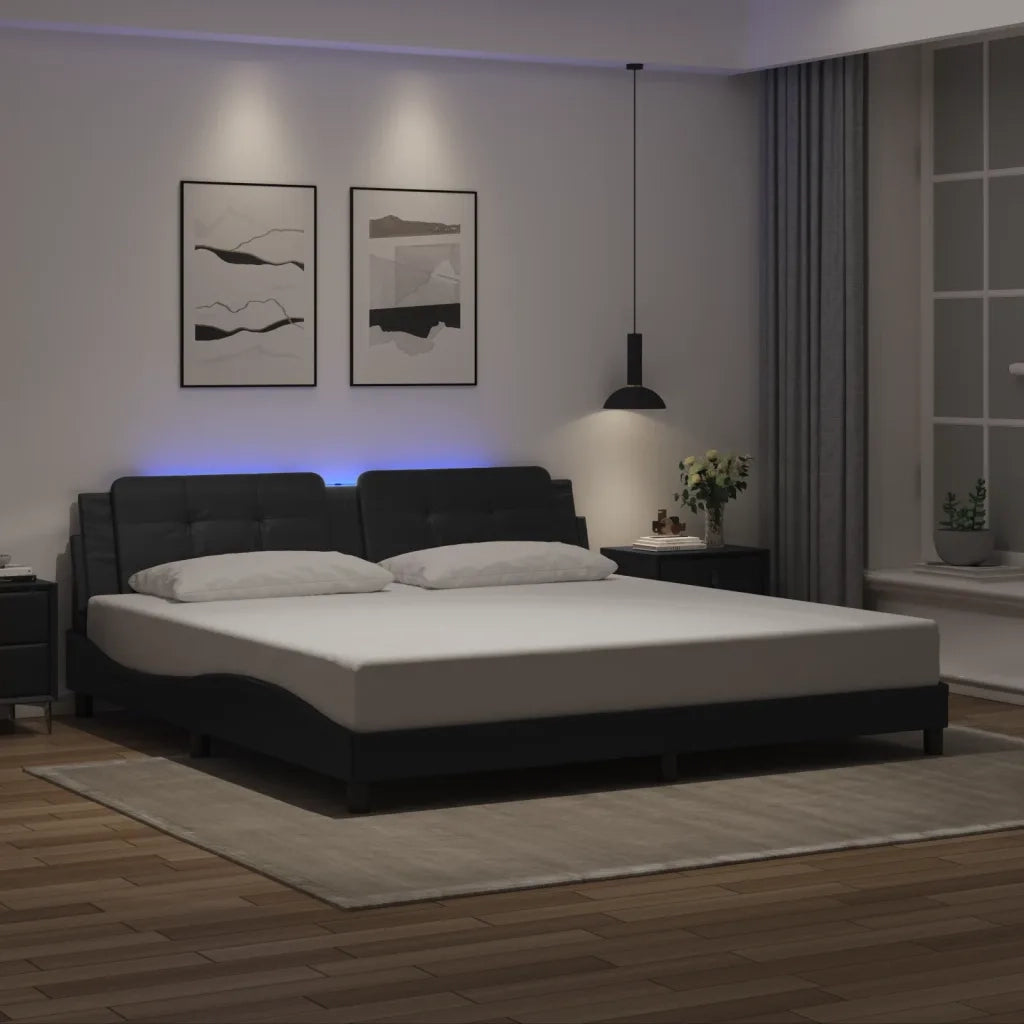 Giroletto con LED senza Materasso Zadar Nero 200x200 cm