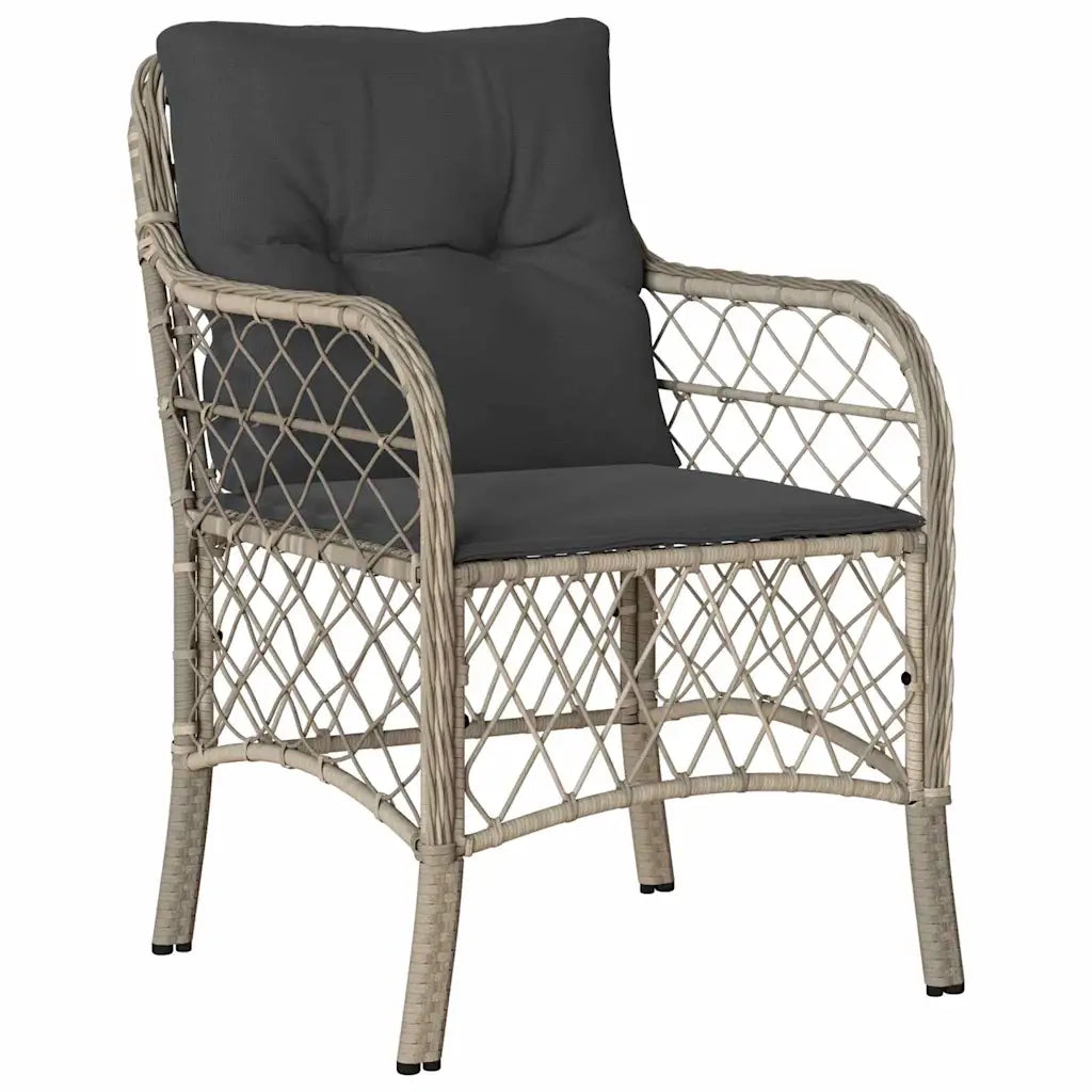 Set da Pranzo per Giardino 7 pcs Grigio chiaro polyrattan