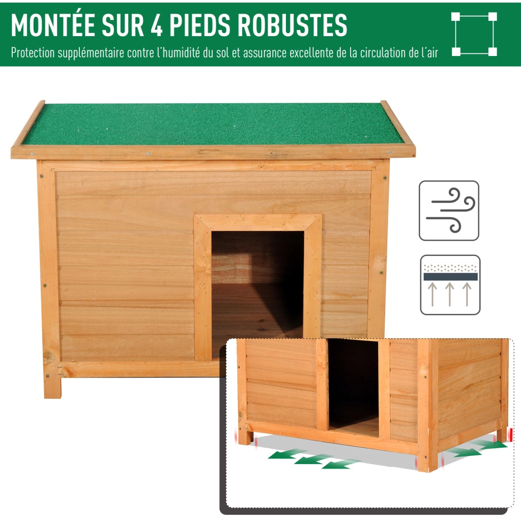 Cuccia per cani gatti in legno massello di pino ¨C Xylo ¨C tetto apribile bitumato 85x58x58 cm