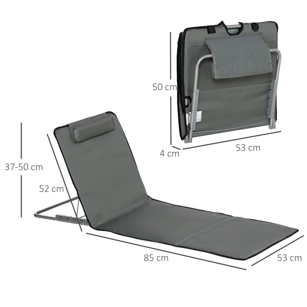 Set 2 Lettini Pieghevoli da Giardino con Schienale Regolabile ¨C Minimal ¨C Grigio