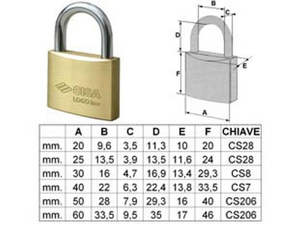 12pz lucchetto logo ottone arco normale 21010 - mm.30 (art.21010300) cod:ferx.fer72267