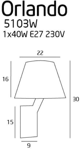 Applique ORLANDO nera satinata 1 luce E27 Maxlight 40W