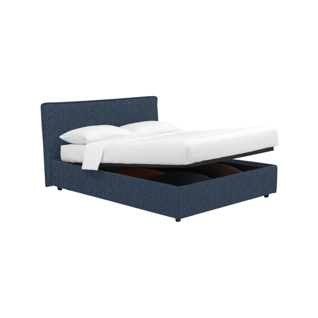 Crewe, Letto Matrimoniale Sfoderabile Made in Italy, blu