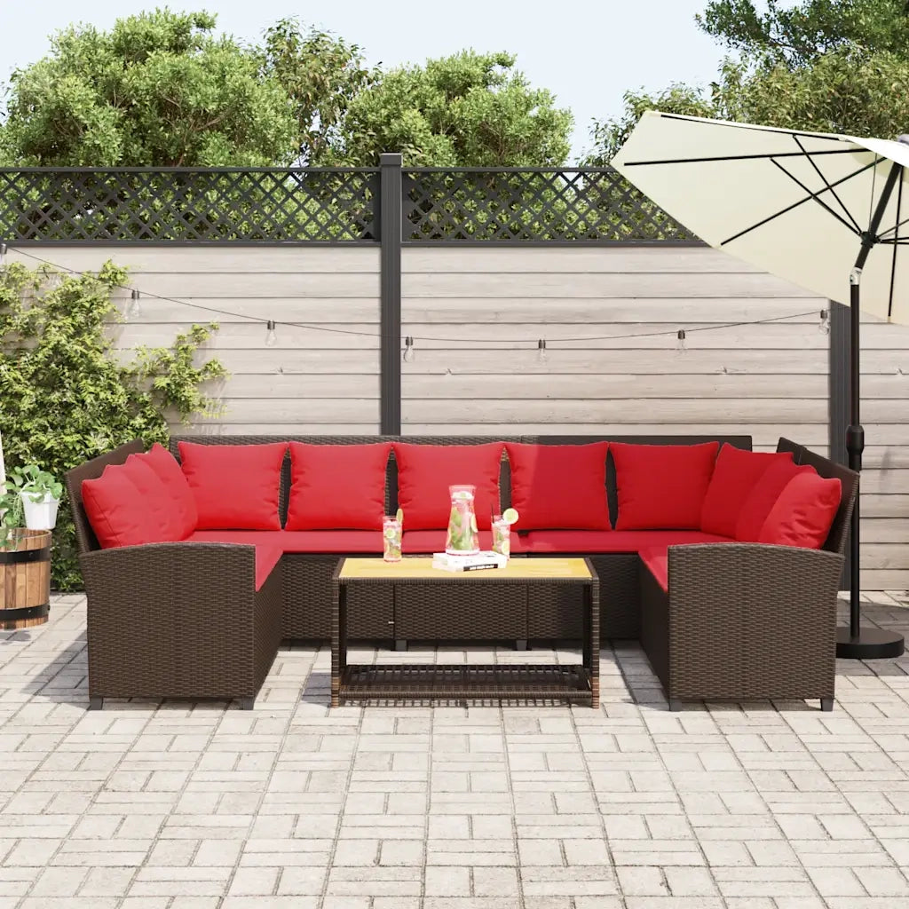 Divano da Giardino con Cuscini in Polyrattan Marrone 3365336