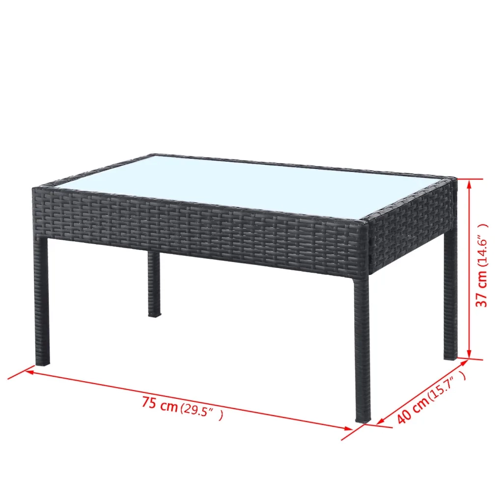 Set Divani da Giardino 4 pz con Cuscini in Polyrattan Nero 42673