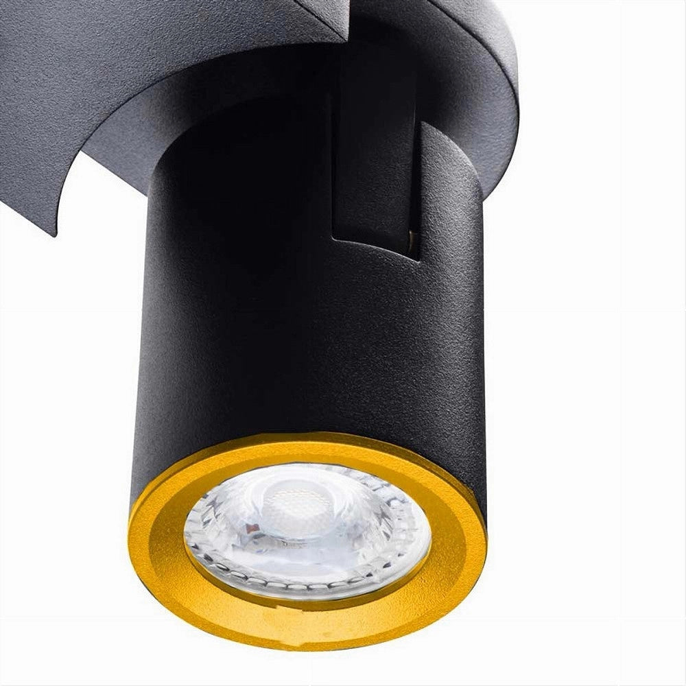 Trade Shop - Applique 2 Diffusori Orientabile Soffitto Parete Lampada Gu10 Bianco Nero Th8802 - Nero