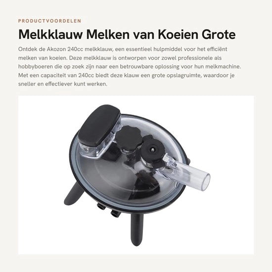 Melkklauw da 240 cc - Grande Capacità - Accessori di Ricambio - Raccoglitore di Latte Allattamento - Mungitura delle Vacche da Latte - Qualità Nutrizionale - Materiale di Alta Qualità