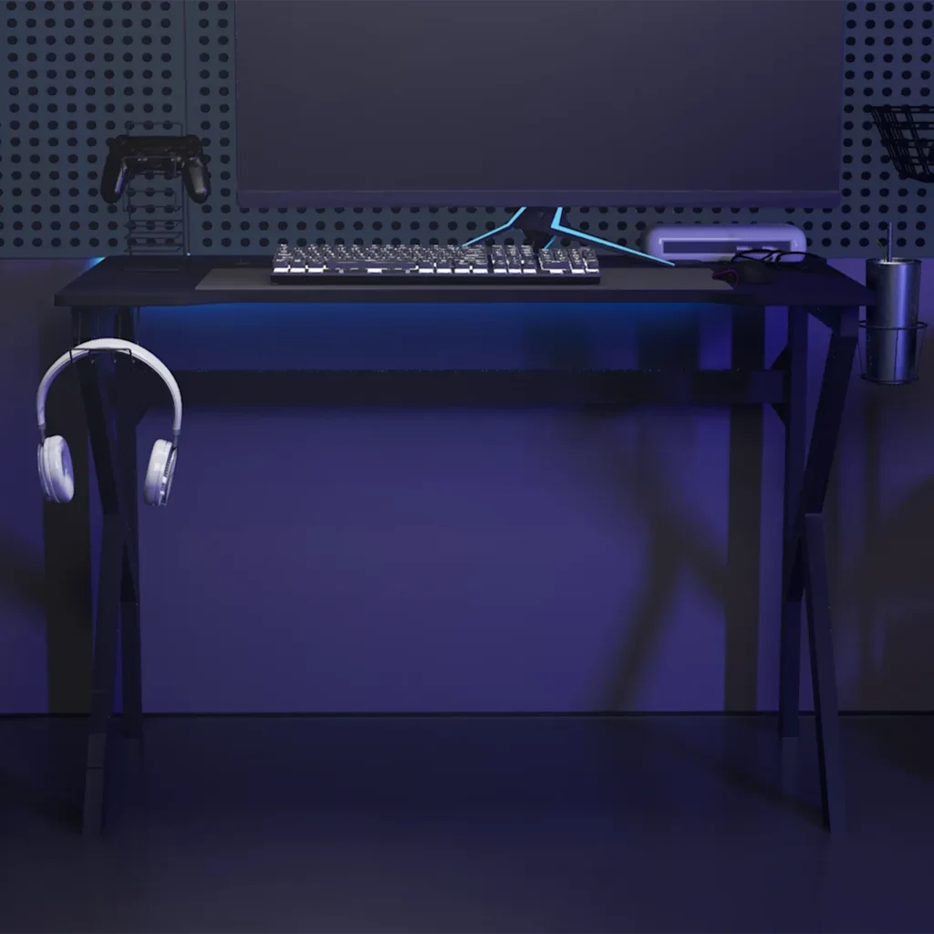 Scrivania da Gaming con Gambe a K Nera 110x60x75 cm