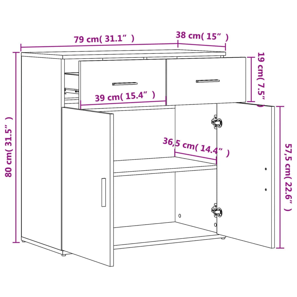 Buffet credenza cassettiera armadio mobile contenitore organizer per cucina soggiorno salotto 79 x 38 x 80 cm legno ingegnerizzato bianco 02_0030506