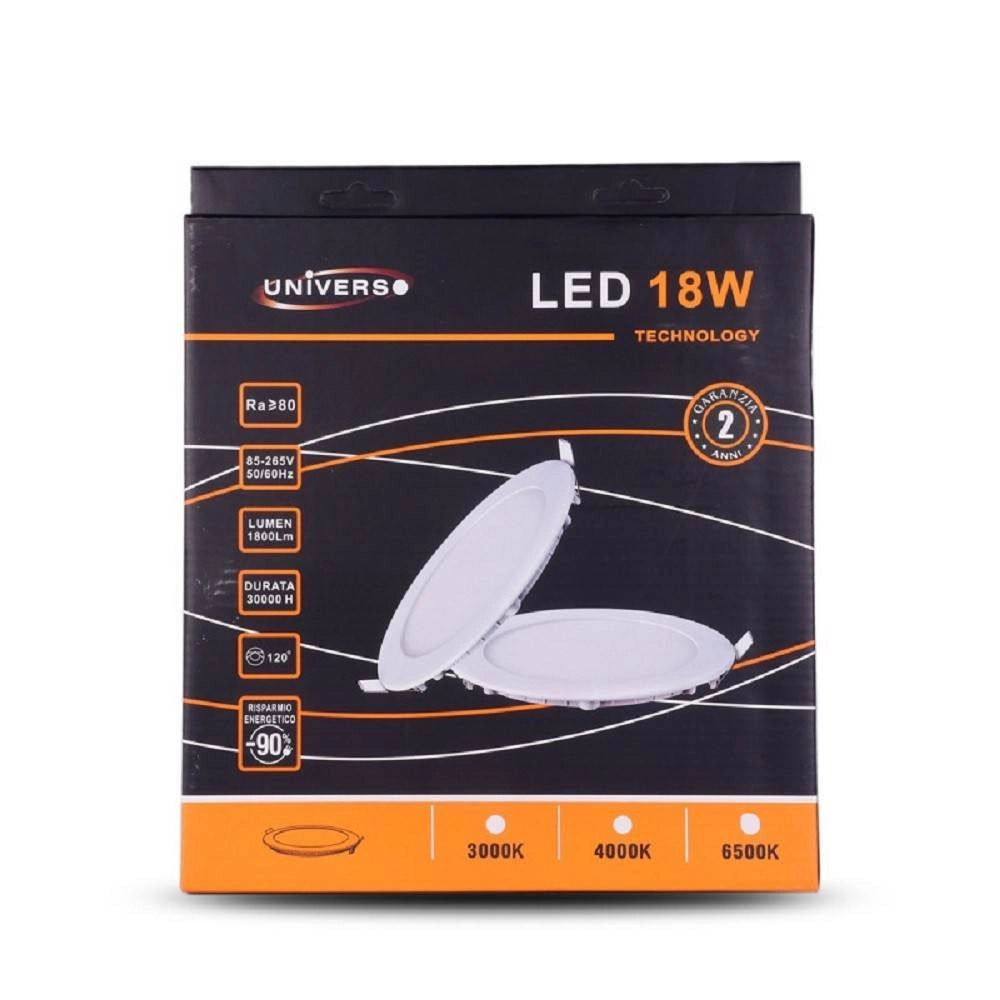 Trade Shop - Pannello Led Slim 18 W Incasso Rotondo In Pvc Luce Caldo Freddo Naturale P205a-t - -bianco Caldo      -