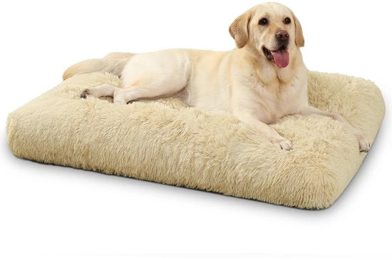 Letto per cani per grandi cani, lavabile, cuscino per cani morbido, soffice, 90x60cm, fondo antiscivolo, materassino per cani per grandi e medi cani, lettino per cani, materasso per cani, letto per animali domestici, colore cachi