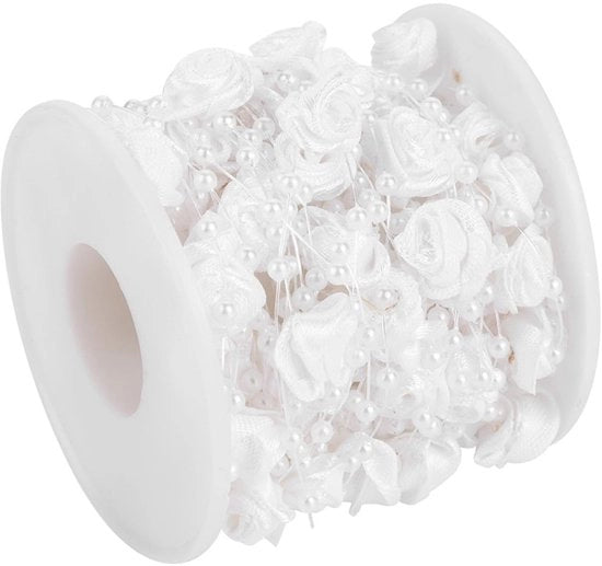 Decorazioni per matrimonio a forma di perle 10 m/rol - Slinga rosa - Decorazione per matrimonio - Fai da te - Cristallo di vetro - 3 mm - Imitazione ABS - Decorazioni a forma di perle