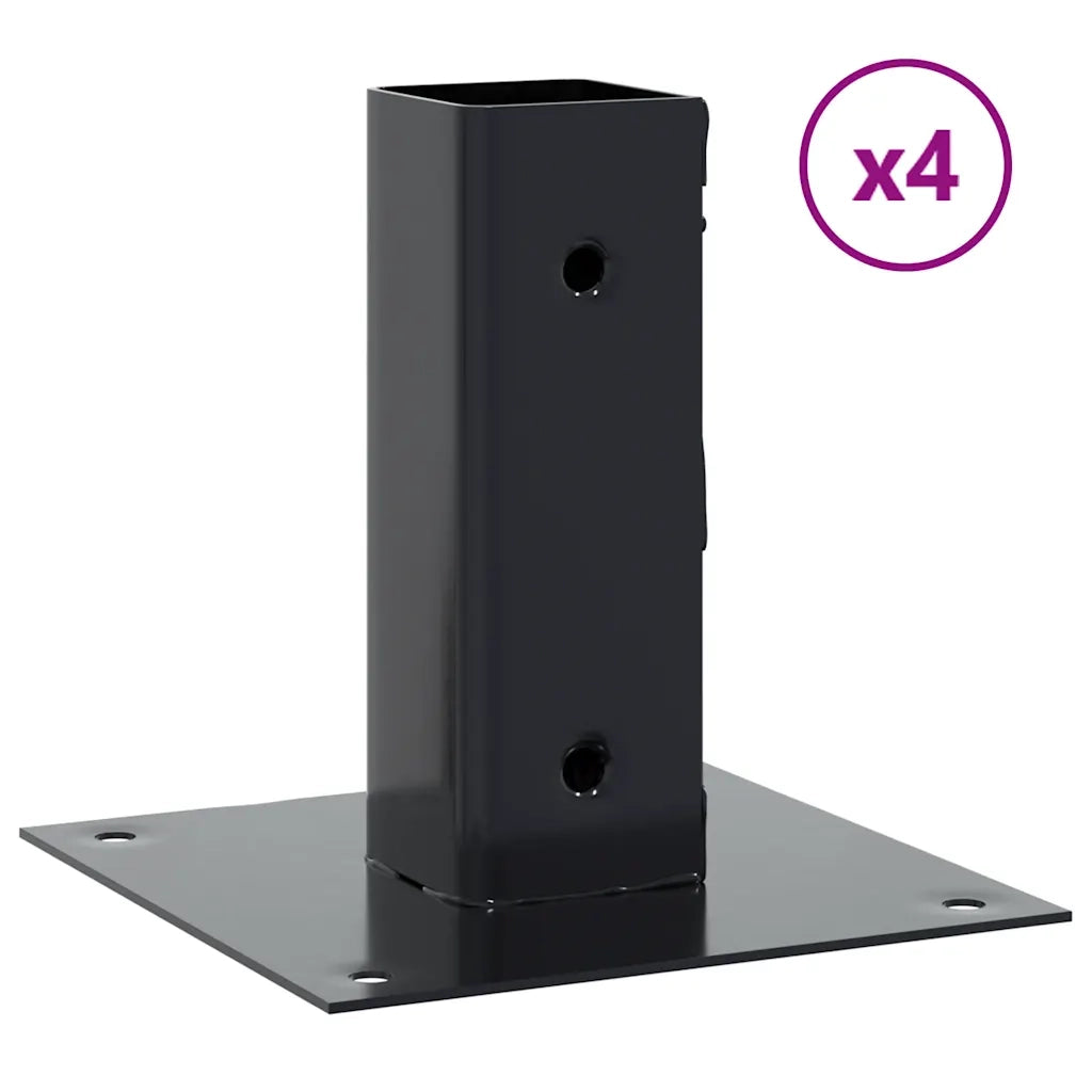Basi per Pali Quadrati 4 pz 51x51 mm Acciaio Verniciato Polvere 42000020
