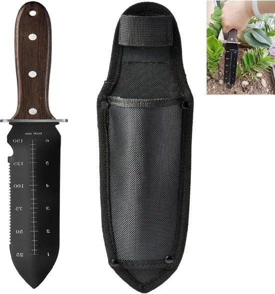 Hori Hori tuingereedschap con fodera in pelle - Acciaio inossidabile per wieden, graven, potare e coltivare