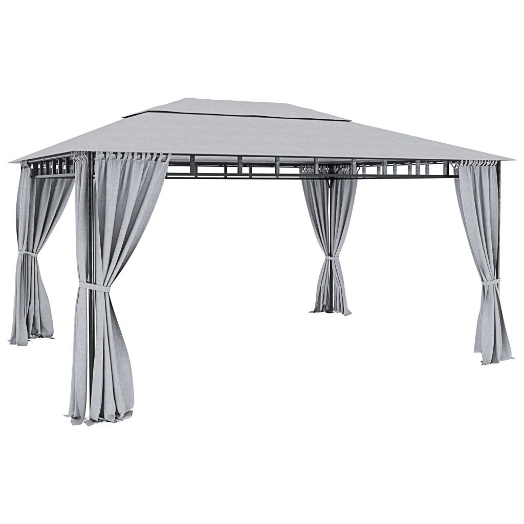 Gazebo Da Giardino 3 x 4 M Con Tende Laterali Richiudibili Struttura In Acciaio Robusto Copertura Impermeabile 180 g/m² Con 4 Teli Laterali Esterno Giardino Piscina Fiere Ombreggiante Privacy Grigio