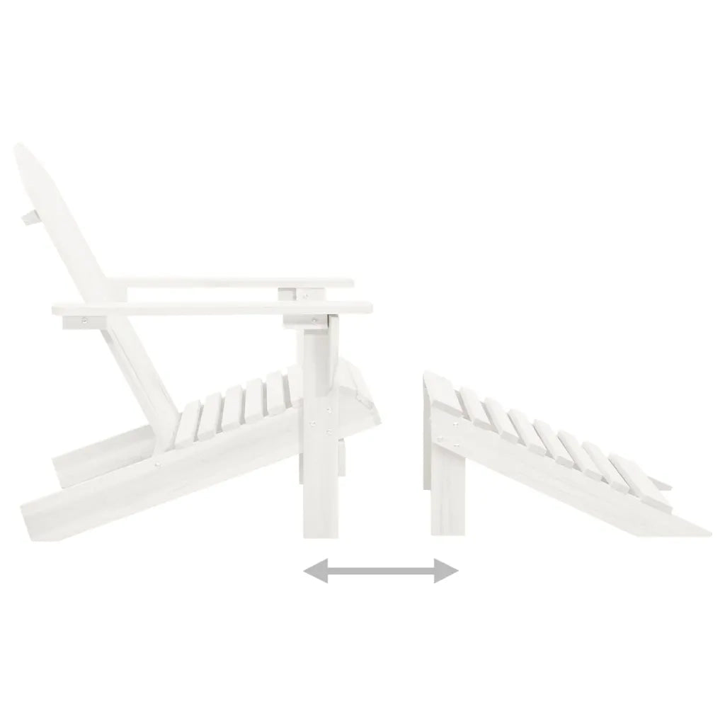 Sedia da Giardino con Poggiagambe in Legno Bianco 40859
