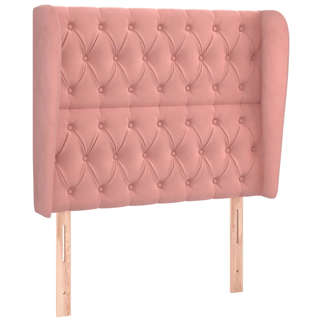 Testiera ad Orecchio-Testata con Orecchie Rosa 93x23x118/128 cm in Velluto 488053