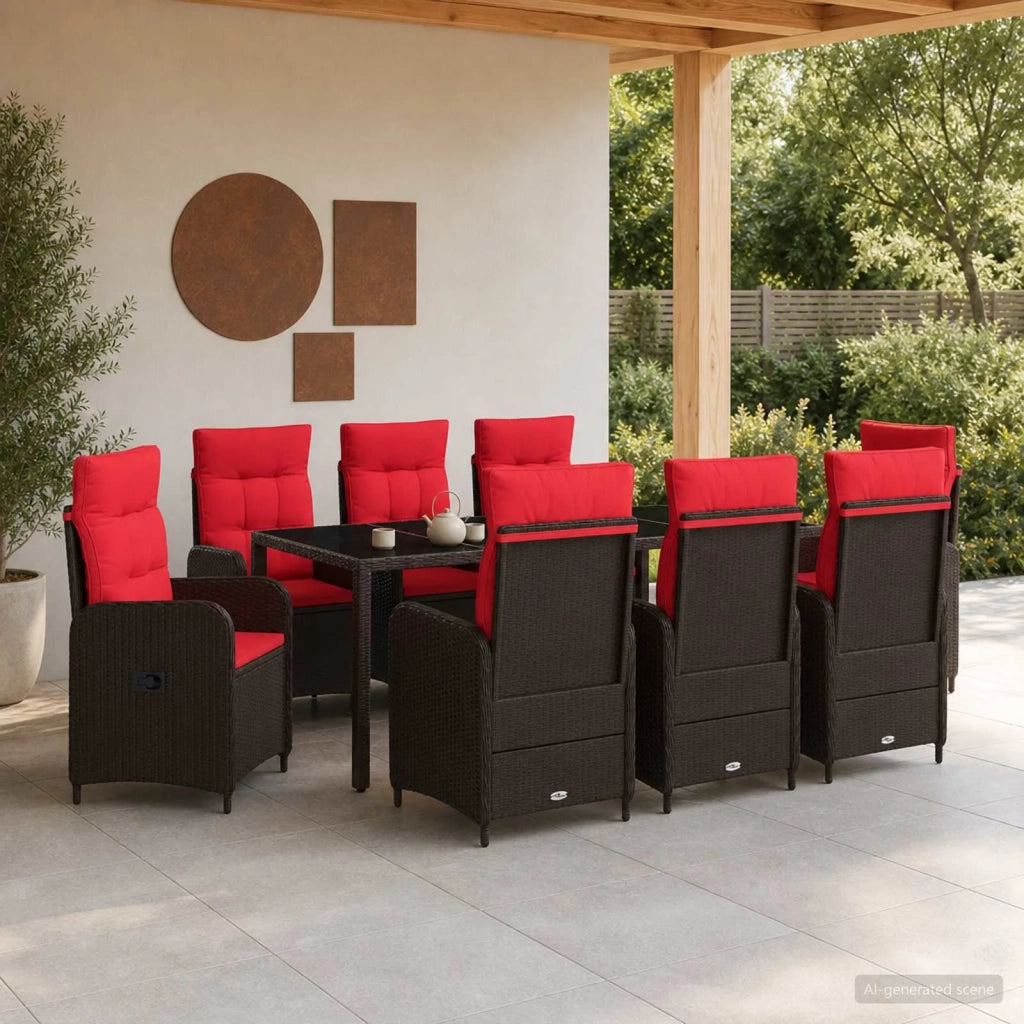 Set da pranzo per esterni 9 pz polyrattan 3422321