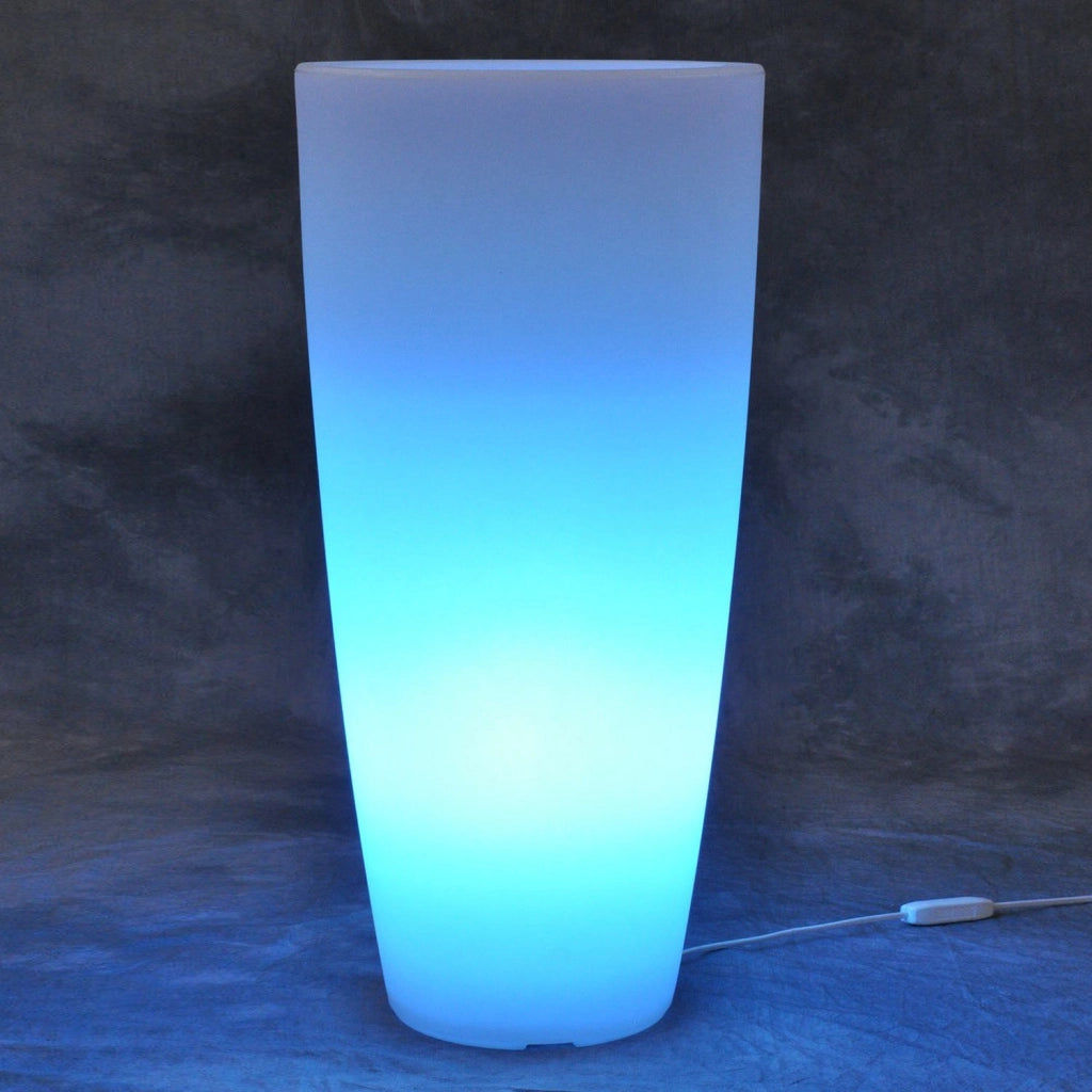 Vaso Agave Tondo Con Luce Azzurra H70 Ø 33Cm