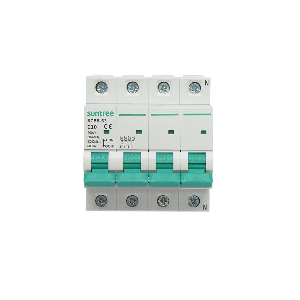 Interruttore automatico tipo 3P+N, 10A 400VAC Suntree