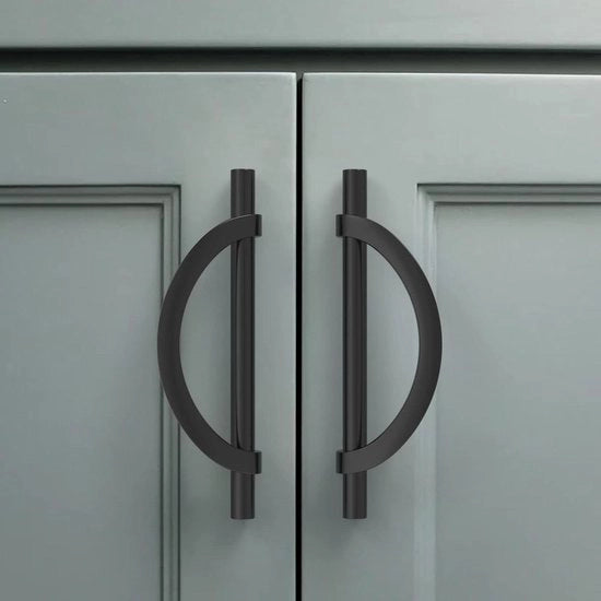 Set di maniglie per mobili - Maniglie per cassetti maniglie per ante - Aggiornamento dei cassetti della cucina - Raccordo a zink - Materiale duraturo - 128 mm di distanza della maniglia - Nero