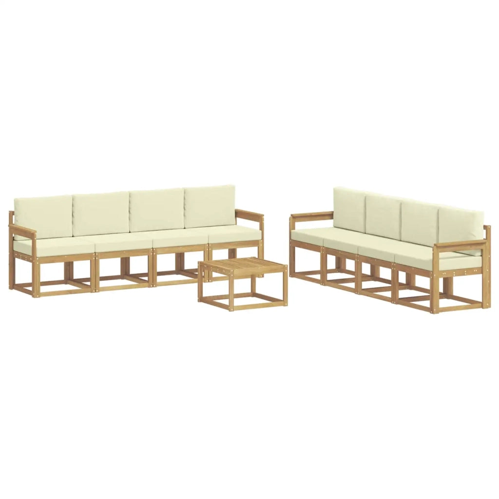 Set di divani da esterno con cuscino 9 pcs Bianco e Crema 3387409
