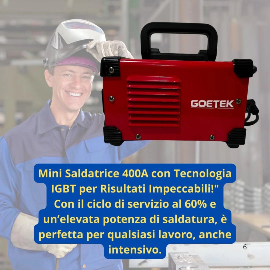 Mini Saldatrice Inverter MMA 400A Ultra Compatta | IGBT DC, VRD, Display LED