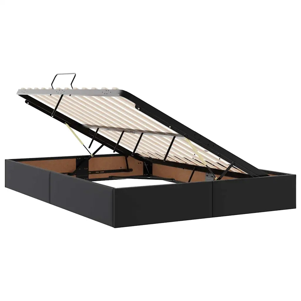Letto con contenitore e materasso Nero 140 x 190 cm