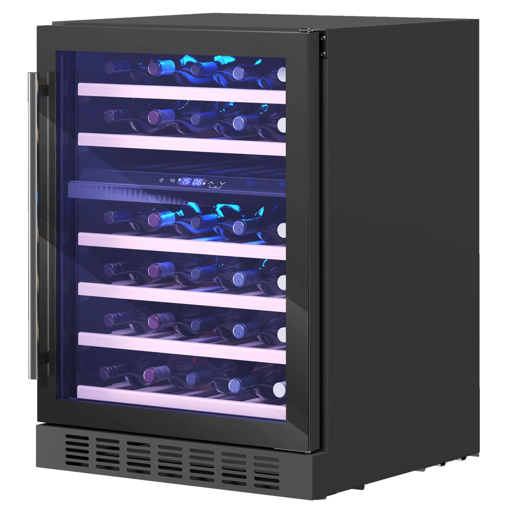 Cantinetta Vino Temperatura Controllata 5-18¡ãC 46 Bottiglie 131L ¨C Minimal ¨C Nero Vetro Temperato