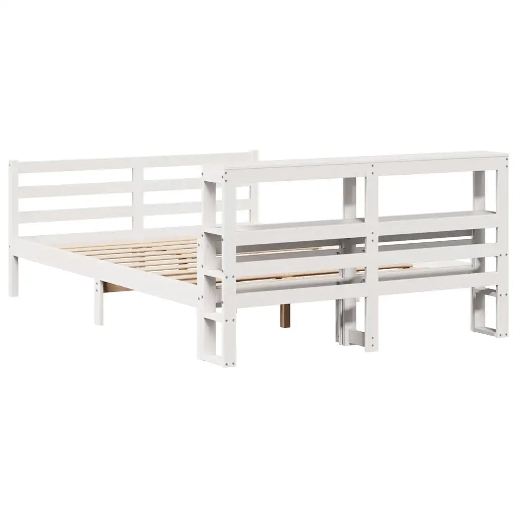 Letto matrimoniale | Letto per adulti | Giroletto con Testiera 160x200 cm in Legno Massello di Pino