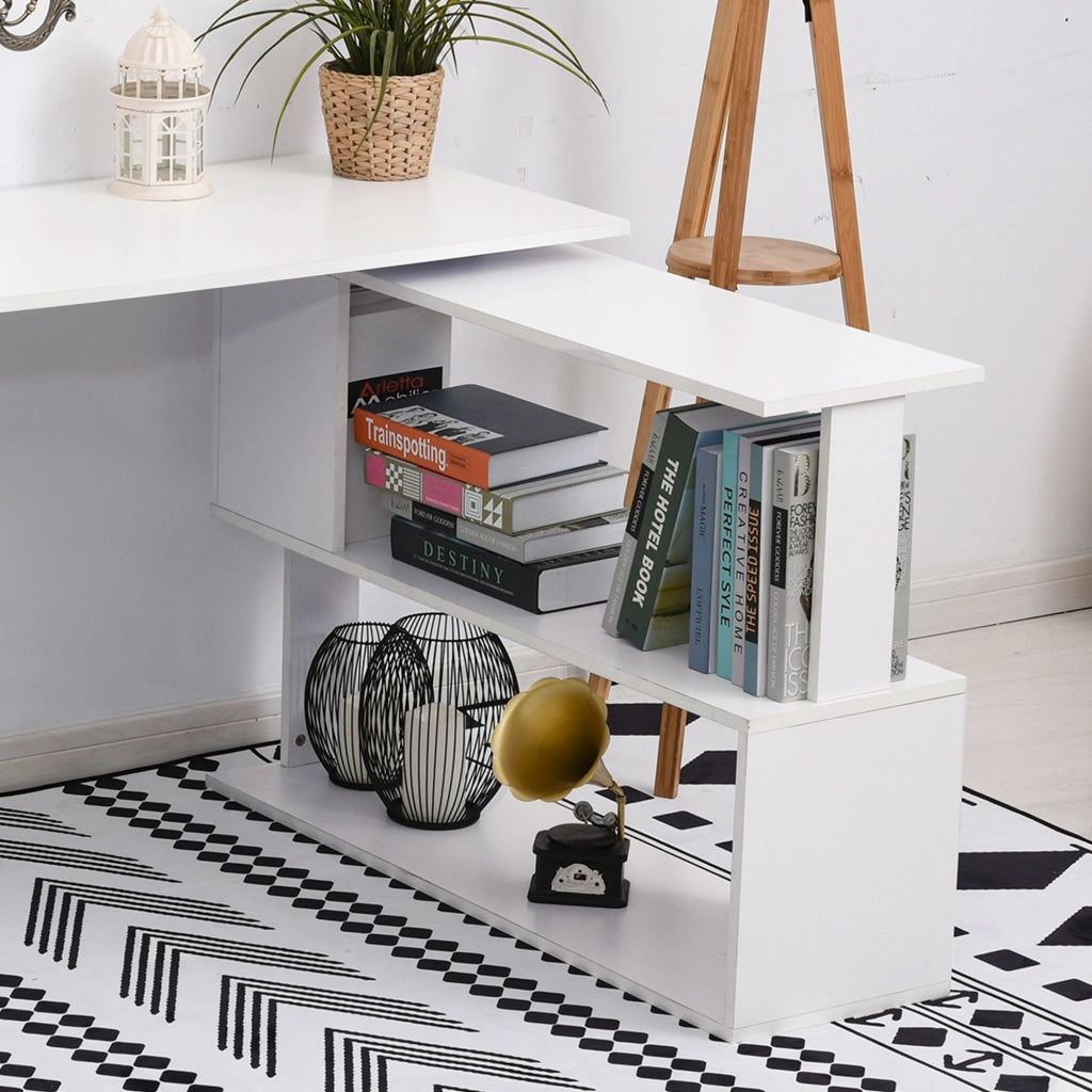 Scrivania Angolare con 5 Ripiani ¨C Minimal ¨C Bianco 120x100x74.5cm