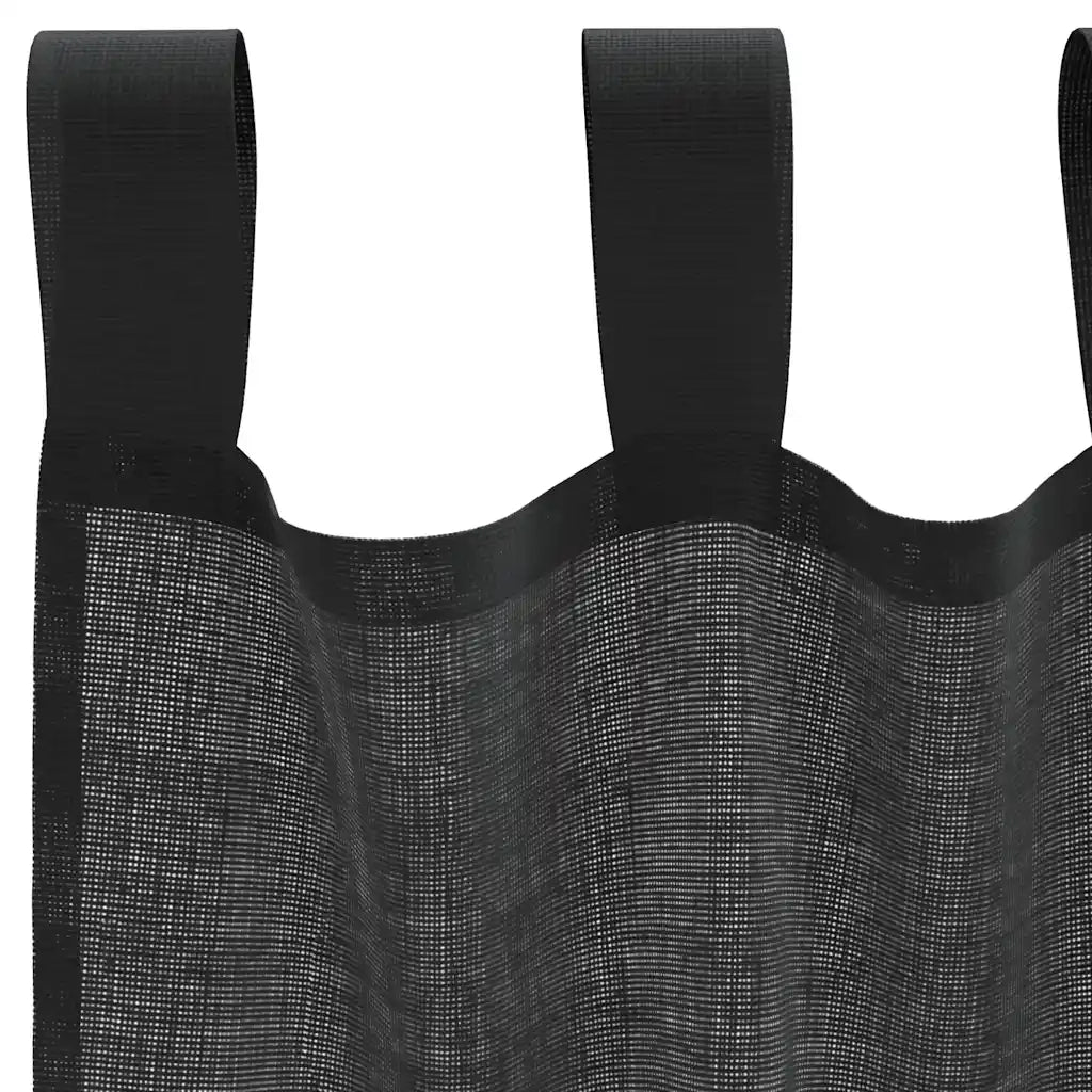 Tende in Voile con Linguetta 2 pz Nero