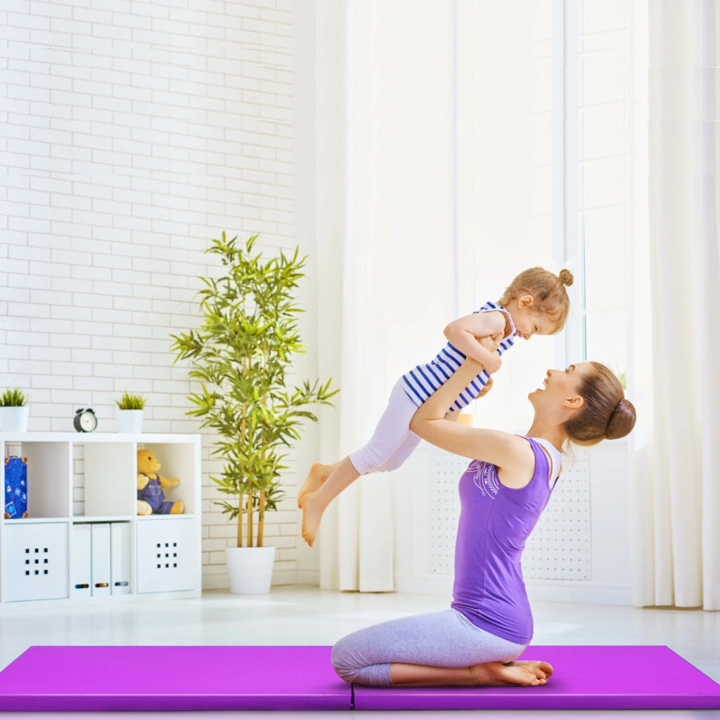 Tappetino yoga pieghevole materassino ginnastica spessore multifunzionale e antiscivolo 180x60x4cm Viola-Tappetini ginnastica e yoga