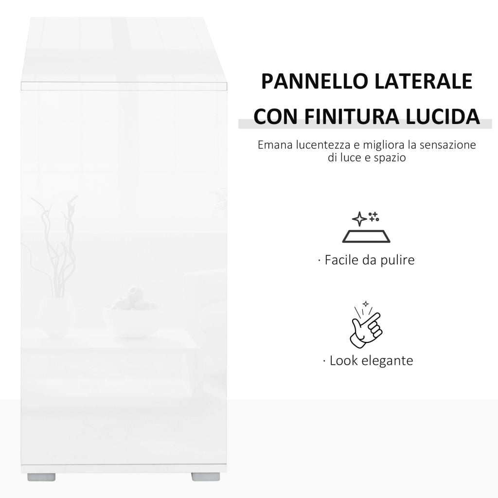 Mobile Multiuso 79x36x74 cm 2 Cassetti 2 Ante  Grigio e Bianco