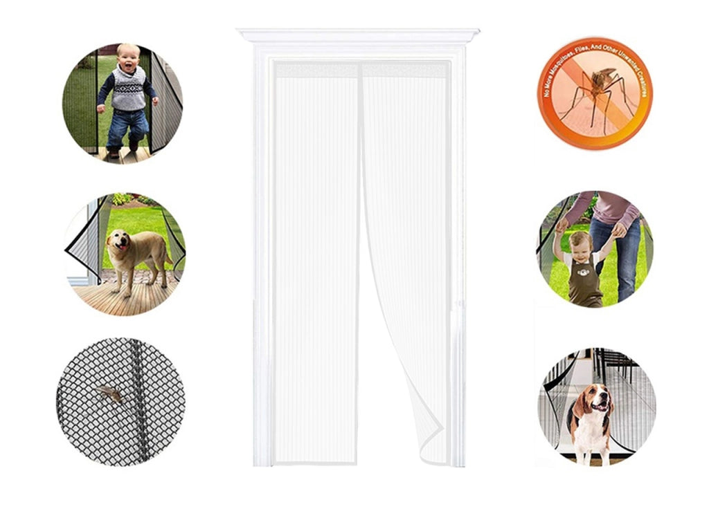 Zanzariera Magnetica Per Porta Ingresso E Finestre Anti Insetti Zanzare Protezione Cimici Mosche Si Chiude da Sola - 120X240 - Bianco