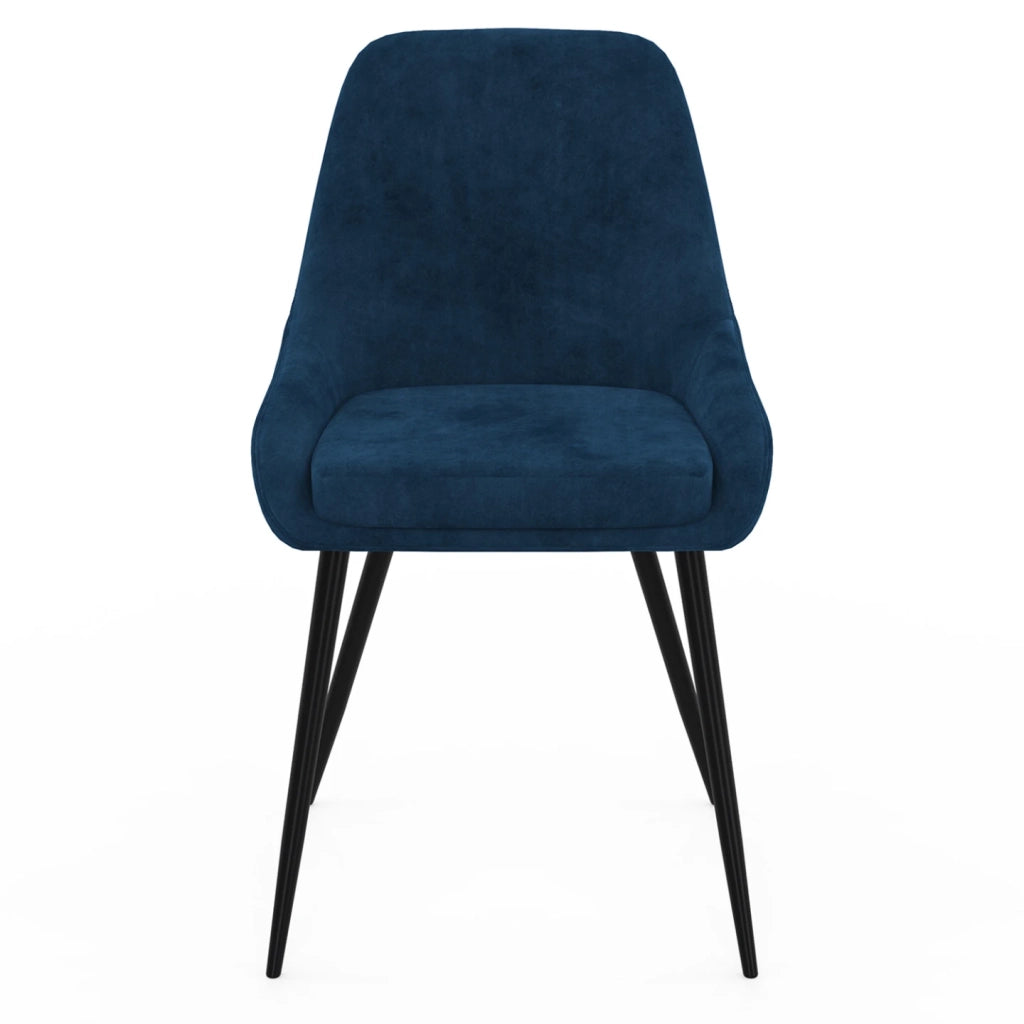 IDMarket - Set di 4 sedie THALYA in velluto blu con braccioli