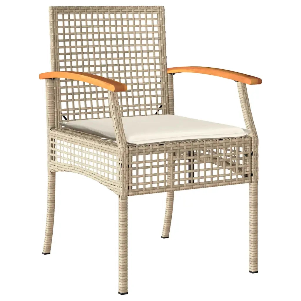Set da Pranzo per Giardino 3 pcs Beige polyrattan
