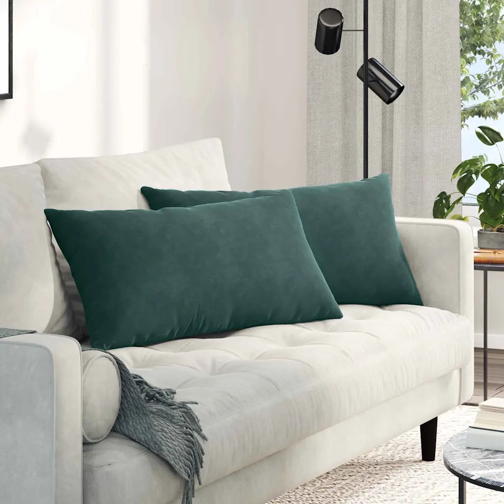 Cuscini da Divano 2 pcs Verde Scuro 80 x 40 cm Tessuto in Cords 42013715