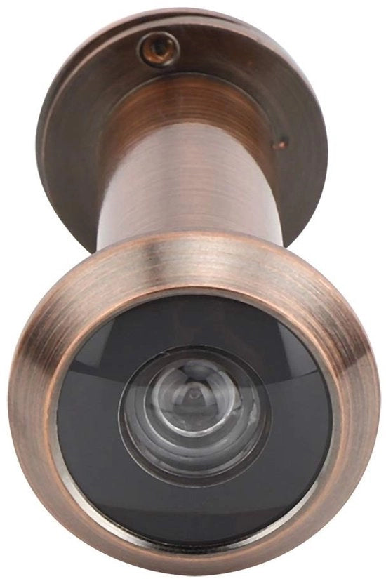 Porta di sicurezza con visore 220 gradi - vista di 90 gradi - anti furto - compatibile con diametri di foro da 0,6 a 0,9 pollice - assemblaggio a mano - lunghezza 6 cm - colore rosso bronzo - porta viewer