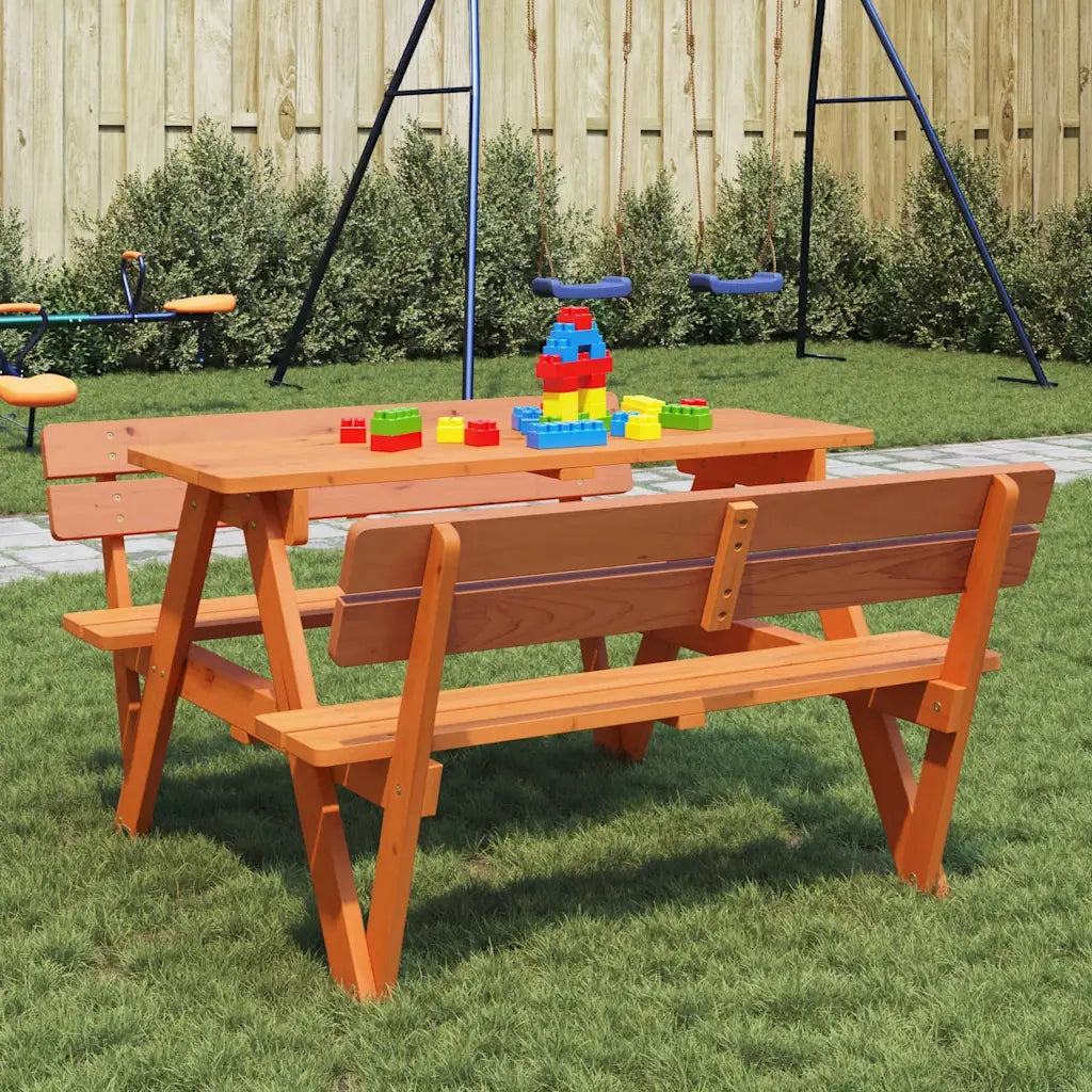 Tavolino da Giardino | Tavolo da Picnic per 4 Bambini con Foro Ombrellone Legno Abete