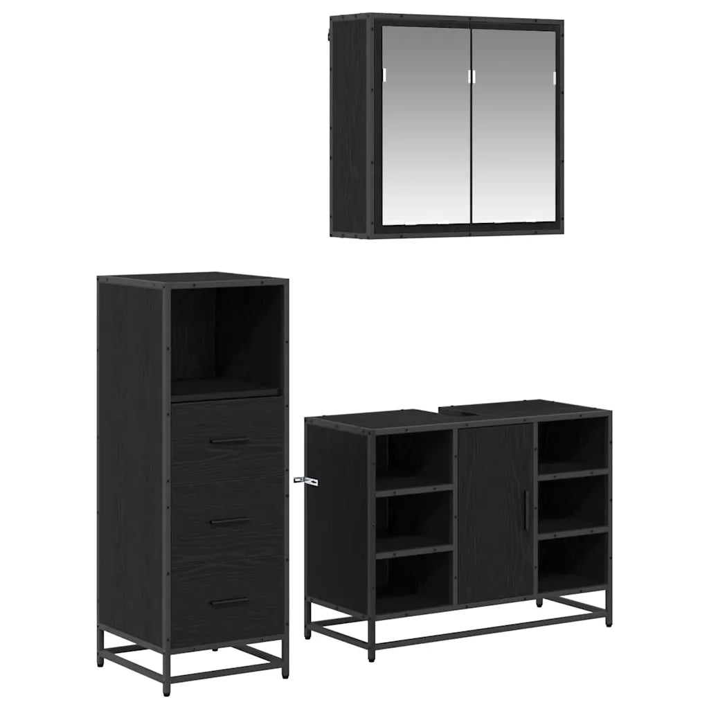 Set di mobili per il bagno con cassetto 3 pcs Legno vecchio 3402491