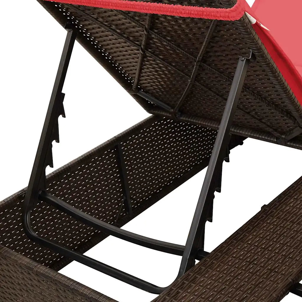Lettino da sole doppio Rosso 205 x 129 x 200 cm polyrattan 3376133