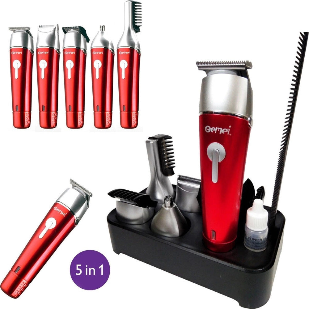 Trade Shop - Tagliacapelli Rasoio Barba Taglia Capelli Peli Naso Ricaricabile 5 In 1 Gm-571 -