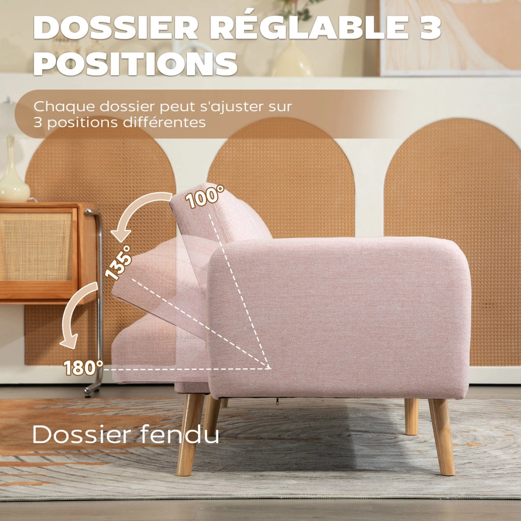 Divano Letto 2 Posti ¨C Minimal ¨C Tessuto Rosa