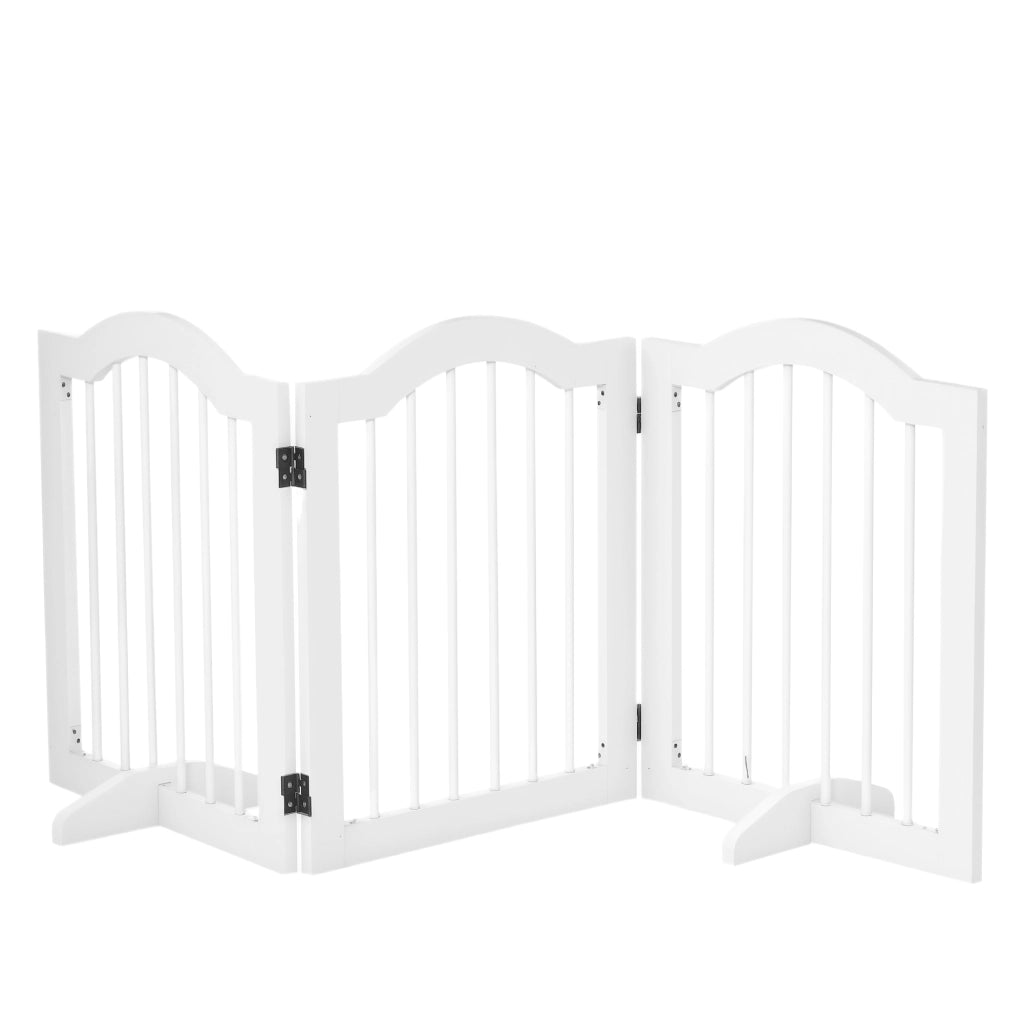 Barriera per Cani Pieghevole 3 Pannelli ¨C zephmum ¨C Bianco 154.5x29.5x61 cm
